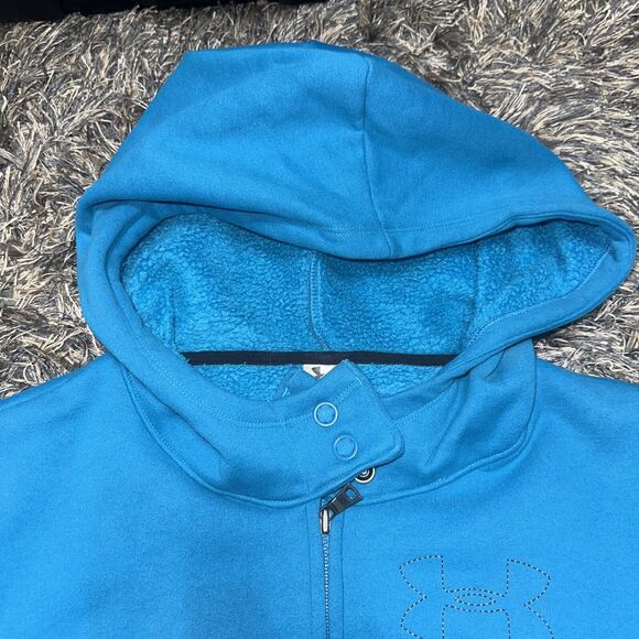 Under Armour Electric Blue Cotton STORM Loose Womens Zip up Hoodie Jacket Medium - Picture 4 of 10